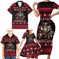 Denmark Santa Viking Christmas Family Matching Short Sleeve Bodycon Dress and Hawaiian Shirt Julemanden Goes Viking - Wonder Print Shop
