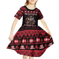 Denmark Santa Viking Christmas Kid Short Sleeve Dress Julemanden Goes Viking - Wonder Print Shop