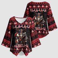 Denmark Santa Viking Christmas Kimono Sleeve Blouse Julemanden Goes Viking - Wonder Print Shop