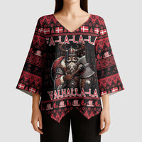 Denmark Santa Viking Christmas Kimono Sleeve Blouse Julemanden Goes Viking - Wonder Print Shop