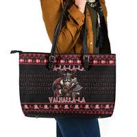 Denmark Santa Viking Christmas Leather Tote Bag Julemanden Goes Viking - Wonder Print Shop