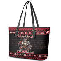 Denmark Santa Viking Christmas Leather Tote Bag Julemanden Goes Viking - Wonder Print Shop