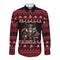 Denmark Santa Viking Christmas Long Sleeve Button Shirt Julemanden Goes Viking - Wonder Print Shop
