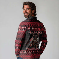 Denmark Santa Viking Christmas Long Sleeve Polo Shirt Julemanden Goes Viking - Wonder Print Shop