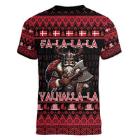 Denmark Santa Viking Christmas Women V-Neck T-Shirt Julemanden Goes Viking - Wonder Print Shop