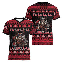 Denmark Santa Viking Christmas Women V-Neck T-Shirt Julemanden Goes Viking - Wonder Print Shop