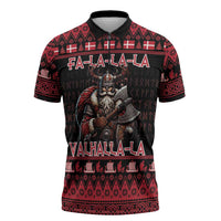 Denmark Santa Viking Christmas Zipper Polo Shirt Julemanden Goes Viking - Wonder Print Shop