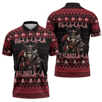 Denmark Santa Viking Christmas Zipper Polo Shirt Julemanden Goes Viking - Wonder Print Shop