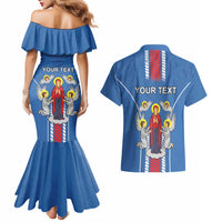 Personalized Belarus Couples Matching Mermaid Dress and Hawaiian Shirt Coat Of Arms Minsk Capital