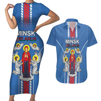 Personalized Belarus Couples Matching Short Sleeve Bodycon Dress and Hawaiian Shirt Coat Of Arms Minsk Capital