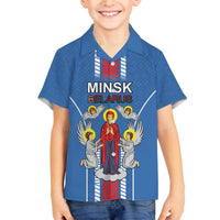 Personalized Belarus Family Matching Off The Shoulder Long Sleeve Dress and Hawaiian Shirt Coat Of Arms Minsk Capital