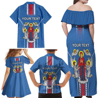 Personalized Belarus Family Matching Off Shoulder Maxi Dress and Hawaiian Shirt Coat Of Arms Minsk Capital