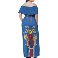 Personalized Belarus Family Matching Off Shoulder Maxi Dress and Hawaiian Shirt Coat Of Arms Minsk Capital