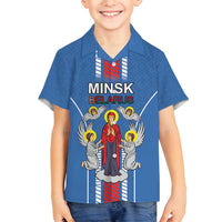 Personalized Belarus Family Matching Off Shoulder Maxi Dress and Hawaiian Shirt Coat Of Arms Minsk Capital