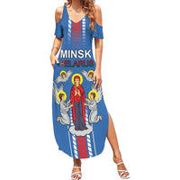 Personalized Belarus Family Matching Summer Maxi Dress and Hawaiian Shirt Coat Of Arms Minsk Capital