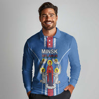 Personalized Belarus Long Sleeve Polo Shirt Coat Of Arms Minsk Capital