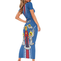 Personalized Belarus Short Sleeve Bodycon Dress Coat Of Arms Minsk Capital