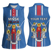 Personalized Belarus Women Sleeveless Polo Shirt Coat Of Arms Minsk Capital