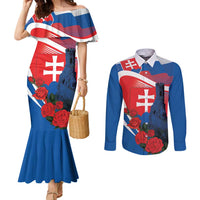Slovakia Independence Day Couples Matching Mermaid Dress and Long Sleeve Button Shirt Devín Castle Nad Tatrou sa blyska