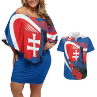 Slovakia Independence Day Couples Matching Off Shoulder Short Dress and Hawaiian Shirt Devín Castle Nad Tatrou sa blyska