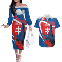 Slovakia Independence Day Couples Matching Off The Shoulder Long Sleeve Dress and Hawaiian Shirt Devín Castle Nad Tatrou sa blyska