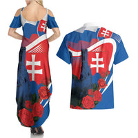 Slovakia Independence Day Couples Matching Summer Maxi Dress and Hawaiian Shirt Devín Castle Nad Tatrou sa blyska