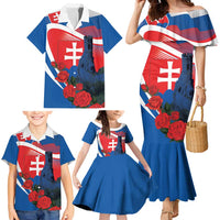 Slovakia Independence Day Family Matching Mermaid Dress and Hawaiian Shirt Devín Castle Nad Tatrou sa blyska