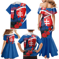 Slovakia Independence Day Family Matching Mermaid Dress and Hawaiian Shirt Devín Castle Nad Tatrou sa blyska