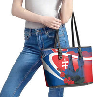 Slovakia Independence Day Leather Tote Bag Devín Castle Nad Tatrou sa blyska