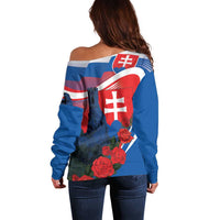 Slovakia Independence Day Off Shoulder Sweater Devín Castle Nad Tatrou sa blyska