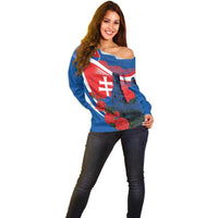 Slovakia Independence Day Off Shoulder Sweater Devín Castle Nad Tatrou sa blyska