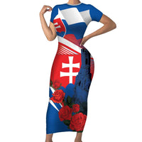 Slovakia Independence Day Short Sleeve Bodycon Dress Devín Castle Nad Tatrou sa blyska