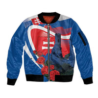 Slovakia Independence Day Sleeve Zip Bomber Jacket Devín Castle Nad Tatrou sa blyska