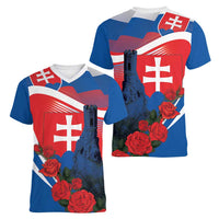 Slovakia Independence Day Women V-Neck T-Shirt Devín Castle Nad Tatrou sa blyska