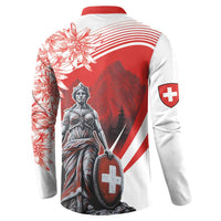 Switzerland Swiss National Day Button Sweatshirt Helvetia Matterhorn