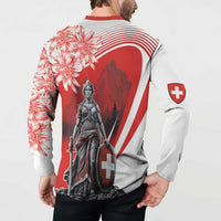 Switzerland Swiss National Day Button Sweatshirt Helvetia Matterhorn