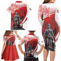 Switzerland Swiss National Day Family Matching Long Sleeve Bodycon Dress and Hawaiian Shirt Helvetia Matterhorn