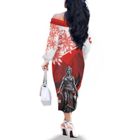 Switzerland Swiss National Day Family Matching Off The Shoulder Long Sleeve Dress and Hawaiian Shirt Helvetia Matterhorn