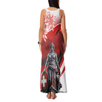 Switzerland Swiss National Day Family Matching Tank Maxi Dress and Hawaiian Shirt Helvetia Matterhorn