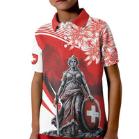 Switzerland Swiss National Day Kid Polo Shirt Helvetia Matterhorn