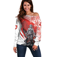 Switzerland Swiss National Day Off Shoulder Sweater Helvetia Matterhorn