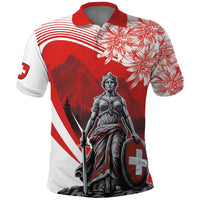Switzerland Swiss National Day Polo Shirt Helvetia Matterhorn
