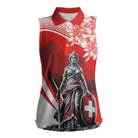 Switzerland Swiss National Day Women Sleeveless Polo Shirt Helvetia Matterhorn