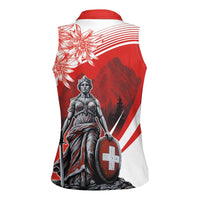 Switzerland Swiss National Day Women Sleeveless Polo Shirt Helvetia Matterhorn