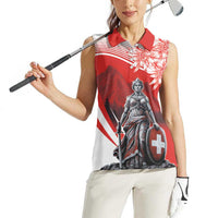 Switzerland Swiss National Day Women Sleeveless Polo Shirt Helvetia Matterhorn
