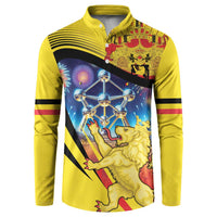 Belgium National Day Button Sweatshirt Atomium Leo Belgicus