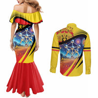 Belgium National Day Couples Matching Mermaid Dress and Long Sleeve Button Shirt Atomium Leo Belgicus