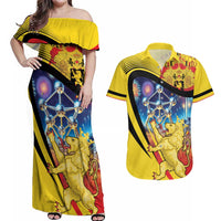 Belgium National Day Couples Matching Off Shoulder Maxi Dress and Hawaiian Shirt Atomium Leo Belgicus