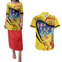 Belgium National Day Couples Matching Puletasi and Hawaiian Shirt Atomium Leo Belgicus