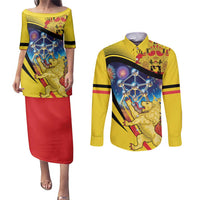 Belgium National Day Couples Matching Puletasi and Long Sleeve Button Shirt Atomium Leo Belgicus
